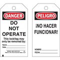 Brady BradyÂ Lockout Tag- Danger Do Not Operate, Bilingual Engligh/Spanish, Cardstock, 25/Pack 65670